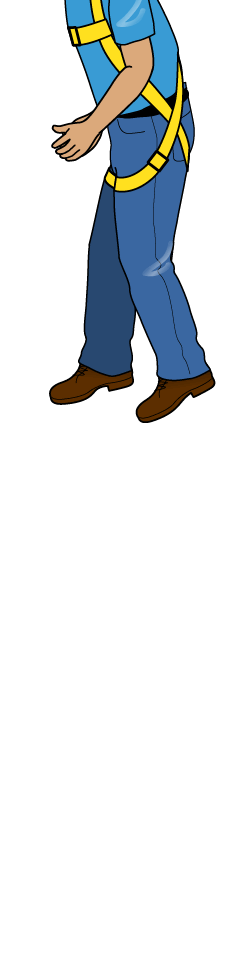 motion graphic of a man in a safety harness restrained during fall