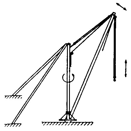 line drawing of a stiff leg derrick